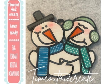 Snowman Couple Ornament/ Christmas, Christmas Tree, family, countdown/ digital download