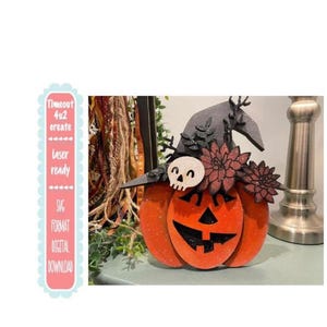 Halloween Pumpkin Decor with Witch Hat, Flowers, Skull (SVG Digital File)