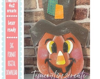 Hillbilly Pumpkin Head Door Decor/Halloween, home, laser/digital download