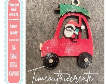 Santa Getting His Tree Ornament/ holiday, countdown / digital download