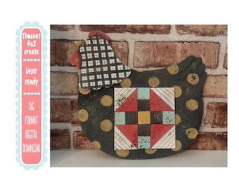 Quilted Hen Wall Decor: quilt, hen, chicken/ digital download