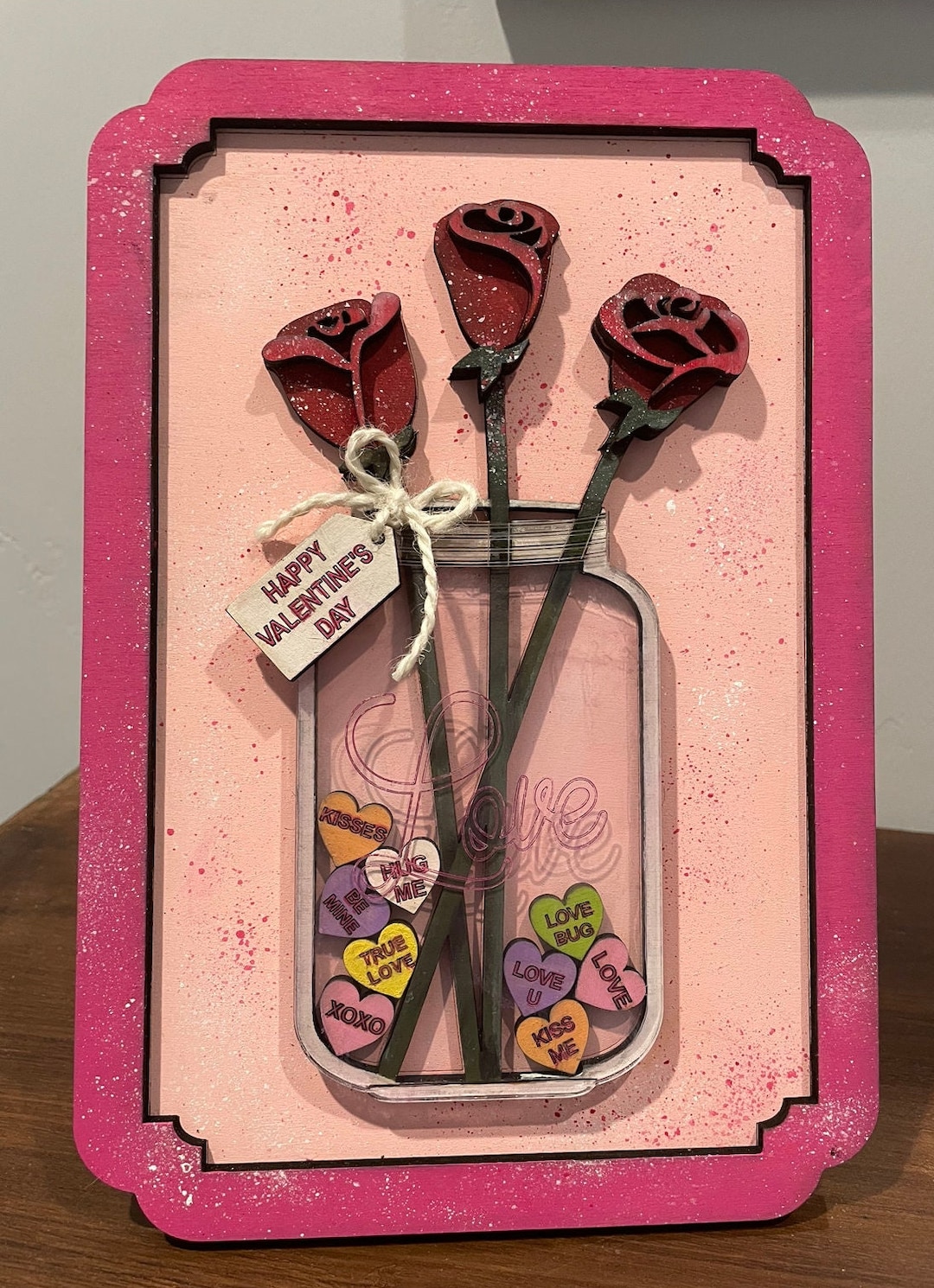 Roses With Conversation Hearts in Jar/svg Download File/measures About ...