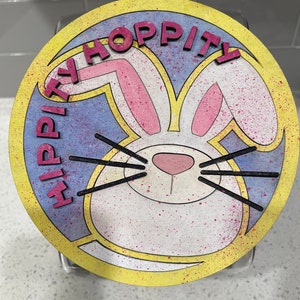 Candy Jar Lid Hippity Happily Easter/svg digital download file/this lid is for a candy jar with a 4 inch opening