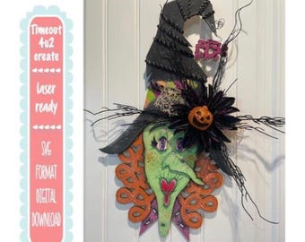 Witch Head Door Decor SVG, Halloween Cut File (Digital Download)