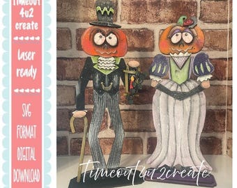 Pumpkin Couple/halloween, home, scary cute/digital download