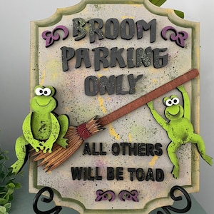 Halloween bezem parkeren alleen teken svg-downloadbestand. Dit is een superleuk bord voor Halloween dat je niet mag missen.