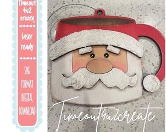 Christmas Ornament Santa Cup/countdown, tree, decoration/digital download