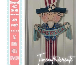 Uncle Sam Door Deco: Patriotic Flag SVG (Digital Download)