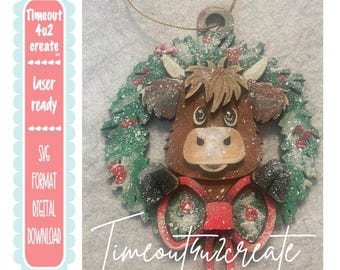 Highland Cow Christmas Ornament/tree, holiday, countdown, family/ digital download