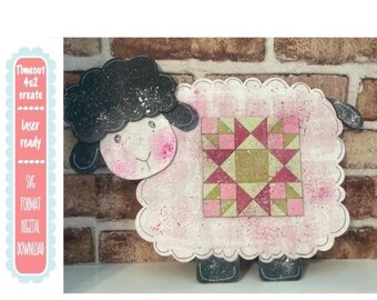 Quilted Sheep Wall Decor: sheep, quilt block / digital download