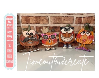 Pumpkin Character Leaners/ Halloween, shelf, window, wall/ digital download