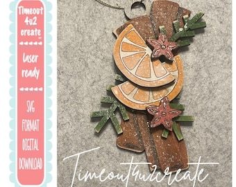 Cinnamon and Oranges Ornament/ Christmas, tree, family, Countdown/ digital download