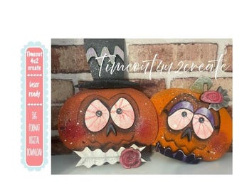 Pumpkin Head Couple Door Decor/Halloween, home, laser/digital download