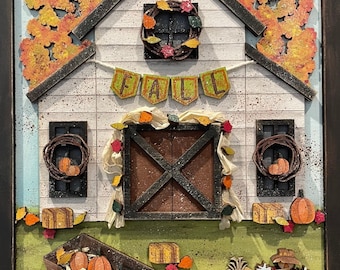 Fall white barn picture svg digital file. All you Fall lovers need this picture. Size 11x14. Great for your fall decor.