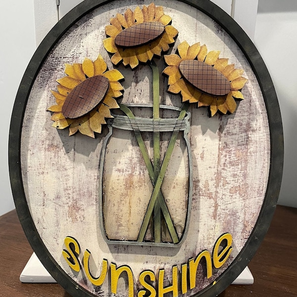 Sunflowers in mason jar picture svg digital file you can hang or stand this picture to bring the sunshine into your home size 9 x 11