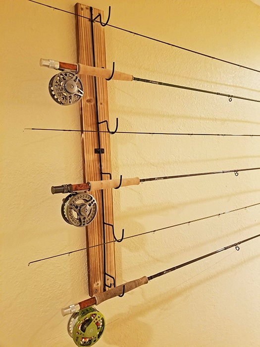 Wood Fishing Rod Holder Wall 