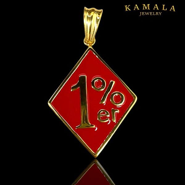 1%er pendant in red & gold