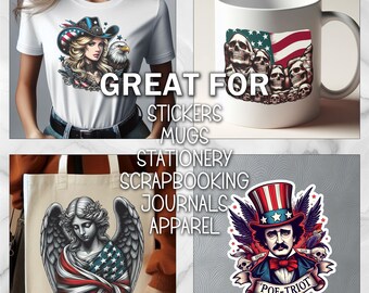 Gothic Americana Clipart Bundle, Commercial Use, Tattoo Cute