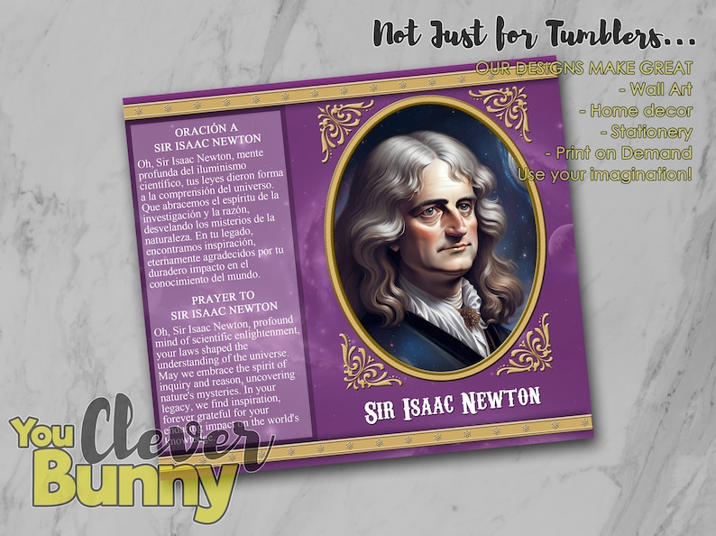 Isaac Newton Tumbler Wrap PNG, Great Scientists, Prayer Candle Style
