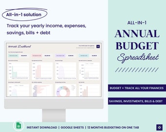 ULTIMATIVE Jahreshaushaltstabelle | Monatsplaner | Verfolgen Sie Einnahmen, Ausgaben | Budget Vorlage | Finanzplaner | Google Sheets