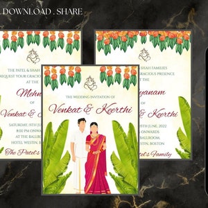 Zuid-Indiase huwelijksuitnodiging als Zuid-Indiase huwelijkskaarten Telugu, Tamil-huwelijkskaarten & Tamil-huwelijksuitnodiging, Telugu-huwelijksuitnodigingen