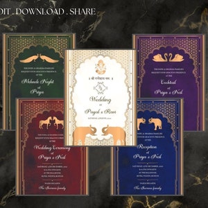 Cartes de mariage indiennes Carte d'invitation hindoue hindoue, Modèles d'invitation de Shaadi indiens Modèle indien de carte d'invitation de mariage hindou et hindou