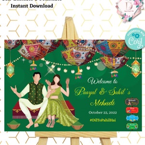Mehndi Sign as Mehndi poster, Mehndi decor sign, Mendhi signs as Mehndi Welcome sign, Mendhi decor sign as Mehndi welcome signage, Desi sign