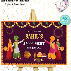 Punjabi Jaggo Welcome Signs,Sade Munde Da Viah Welcome Signs,Punjabi decor Entry Signs,Punjabi Wedding Signs as Sikh Wedding Welcome Signage
