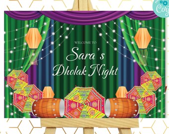 Dholki Night signs as Dholki Welcome Signs, Dholak Welcome signage as Islamic Dholki signs, Muslim Wedding Dholki Decor signs & Dholki Signs