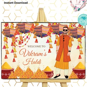 Haldi posters Boy & Groom Haldi signs, Welcome to Haldi Signs as Haldi Welcome Signs, Haldi decoration as Haldi decor signs, Pithi signage