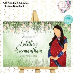 Seemantham welcome sign Sreemantham welcome sign, Indian Baby shower welcome sign as Seemantham Welcome Board, Godh bharai sign Baby Shower