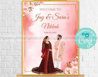 Nikah Welcome Sign, Muslim Welcome Sign Nikkah & Nikah Welcome sign, Welcome to Nikah Muslim signage, Nikkah signage as Muslim Wedding Signs