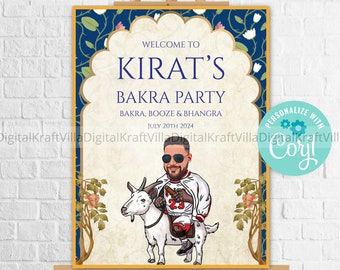 Goat Meat Party Welcome Sign, Punjabi Bakra Party Welcome Signs, Punjabi decor Entry Signs, Punjabi Wedding Sign as Sikh Party Welcome Signs