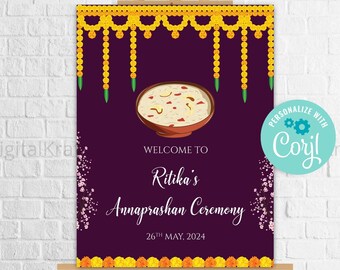 Annaprasan sign & Annaprasan Welcome sign, Rice ceremony sign as Annaprashan sign, Annaprasan decor as Annaprashan feeding sign Annaprasanam