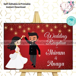 Indian Reception sign & Indian Wedding Reception sign, Indian Reception Welcome sign as Welcome to Reception sign, Indian Reception signage