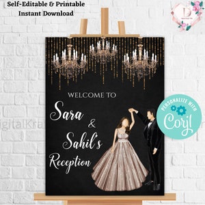 Indian Reception sign & Indian Wedding Reception sign, Indian Reception Welcome signs as Welcome to Reception sign, Indian Reception sign