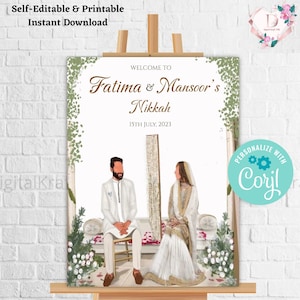 Nikah Welcome Sign, Muslim Welcome Sign Nikkah & Nikah Welcome sign, Welcome to Nikah Muslim signage, Nikkah signages as Muslim Wedding Sign