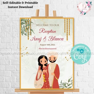 Indian Reception sign & Indian Wedding Reception sign, Indian Reception Welcome signs as Welcome to Reception sign, Indian Reception signage