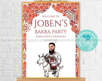 Goat Meat Party Welcome Signs, Punjabi Bakra Party Welcome Signs, Punjabi decor Entry Signs, Punjabi Wedding Sign as Sikh Party Welcome Sign
