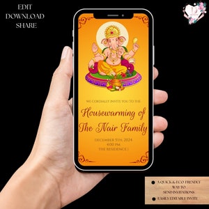 Gruhapravesham invitation & Grihapravesh invite, Indian Housewarming invitation as Indian Pooja invite, Gruhapravesam invite Puja invitation