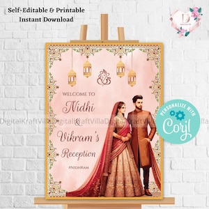 Welcome to our Reception sign, Indian Reception sign, Indian Wedding Reception sign, Indian Reception Welcome signs as Indian Reception sign