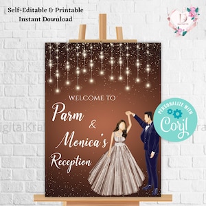 Indian Reception signage & Indian Wedding Reception sign, Brown Reception Welcome signs as Welcome to Reception sign, Indian Reception signs