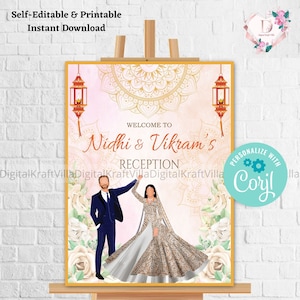 Indian Wedding Reception signage, Indian Reception Welcome signs as Welcome to our Reception sign, Indian Reception signs as Reception Signs