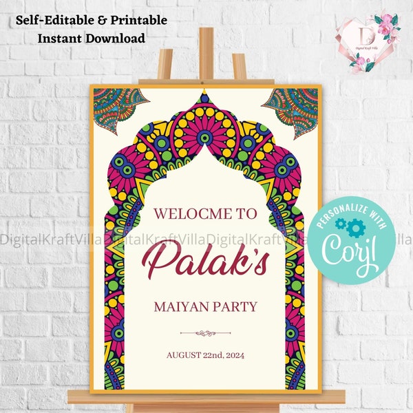 Maiyaan Party Signages as Maiyaa Welcome Signage Board, Punjabi decor Entry Signs, Maiyan Ceremony Welcome Signs, Maiyan Party Welcome Signs