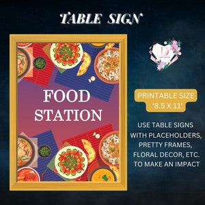 Indian Wedding decor, Food Bar Signs, Mehndi decoration, Wedding Food stall signs, Indian food station decor & Haldi decor, Indian Food sign