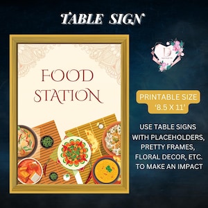 Food Bar Signs, Mehndi decoration, Wedding Food stall signs, Indian Wedding decor, Indian food station decor & Haldi decor, Indian Food sign