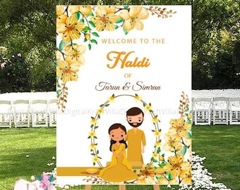 Haldi Signs & Haldi Welcome Sign, Haldi Decoration as Indian Wedding decor, Welcome to Haldi signs as Indian Haldi Signage Instant Download