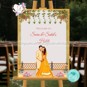 Haldi Welcome Signs, Haldi decor signs as Pithi signs, Wedding Haldi signs as Haldi decoration & Haldi posters as Welcome to Haldi Signs