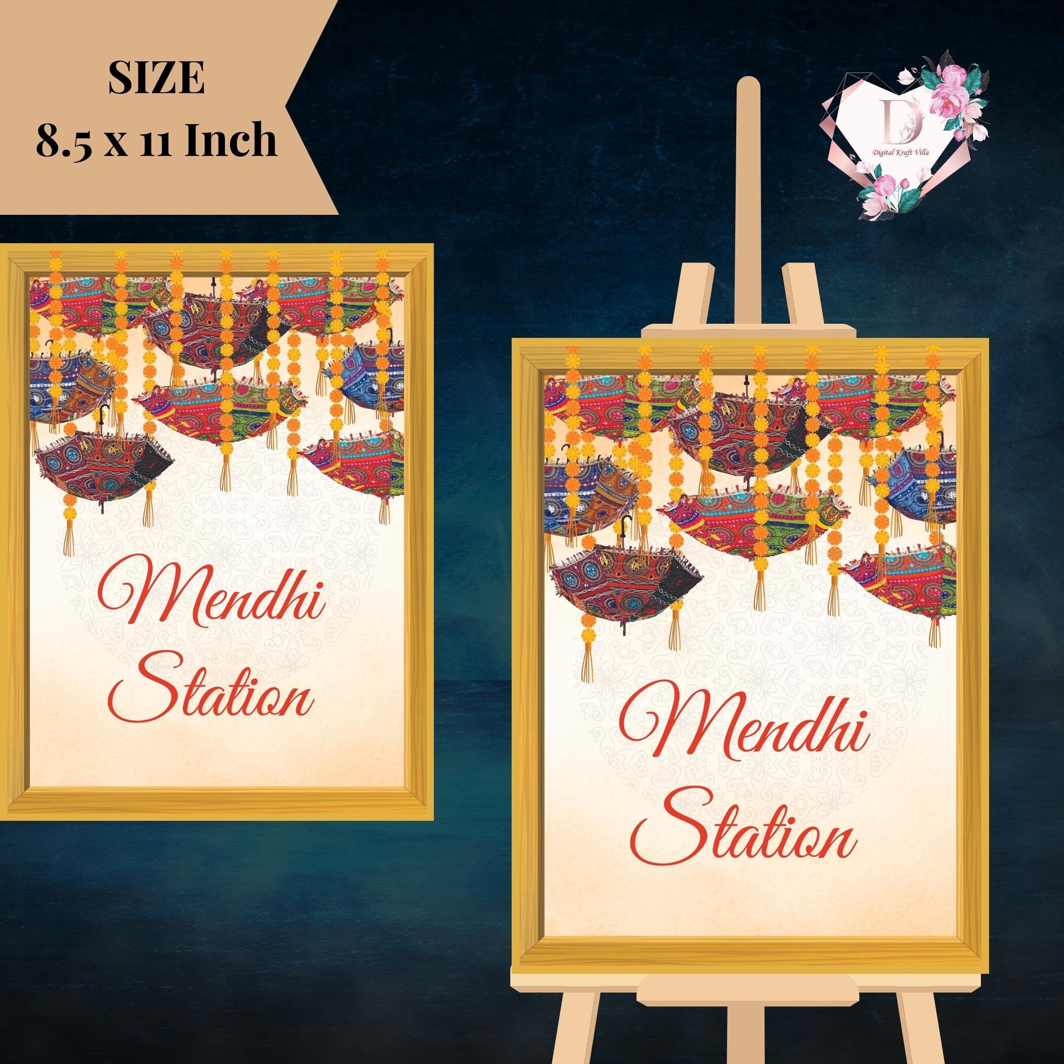 Mehandi Station Mehendi Decoration, Henna Station Sign Mehndi Station Sign, Dholki ...