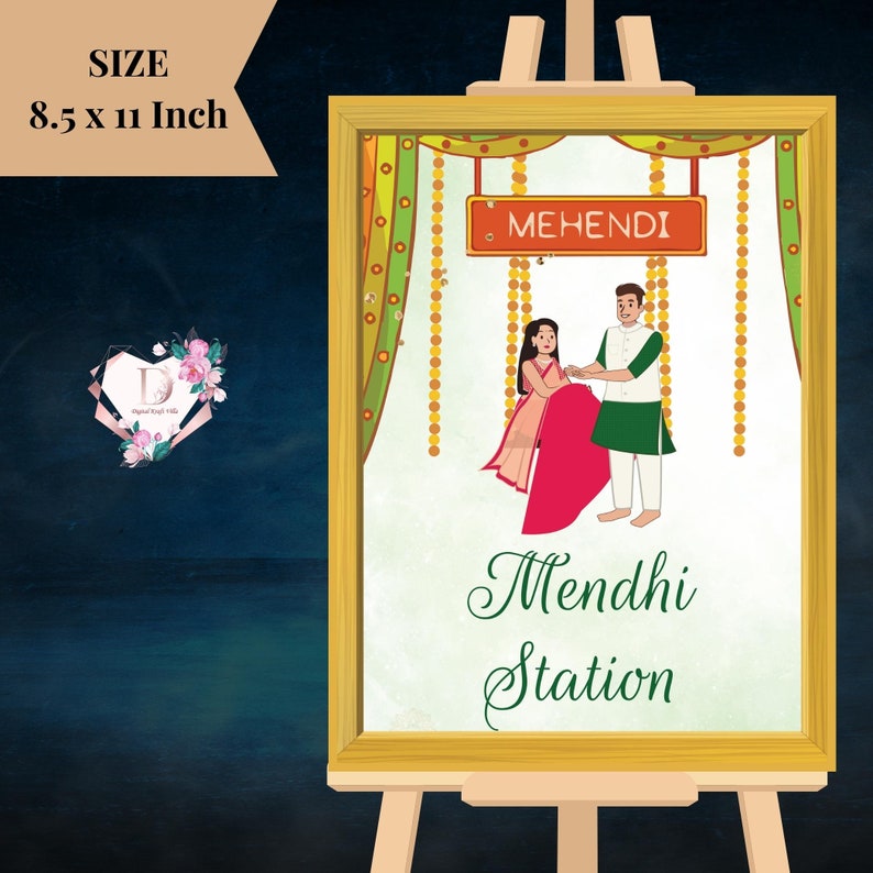 Mehandi Station Dholki Decoration, Henna Station Sign Mehndi Station Sign & Mehndi ...